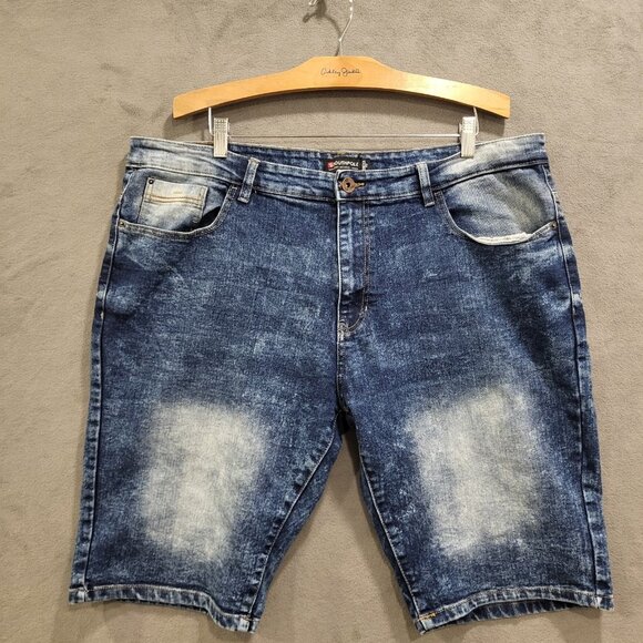 SouthPole Stretch Denim Shorts Mens Size 42 Blue Acid Wash Grunge Skater Baggy - Picture 1 of 7